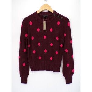 New J Crew Button Detail Crewneck Sweater Dots Supersoft Yarn Alpaca Merino XS